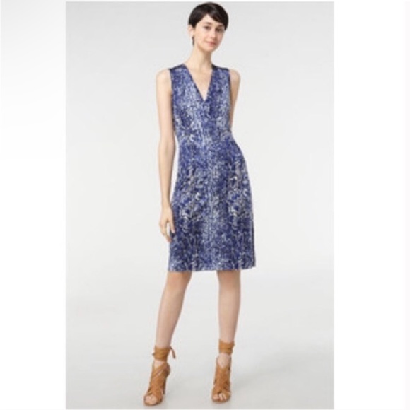 Tory Burch Carly Silk Dress in Blue Snake Print, Size S Retail $350 - Picture 1 of 13